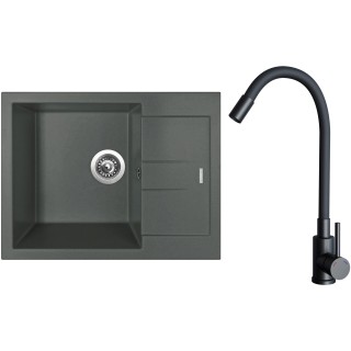 Set Sinks G26872 (dřez Amanda 650 Titanium 72 + baterie Elasta Černá matná)