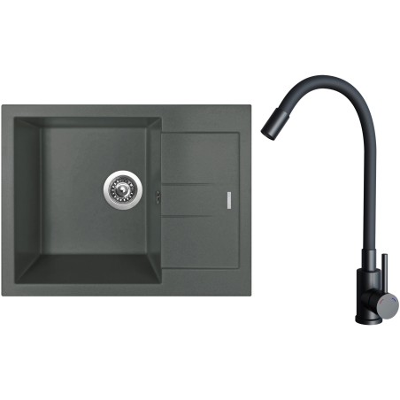 Set Sinks G26872 (dřez Amanda 650 Titanium 72 + baterie Elasta Černá matná)