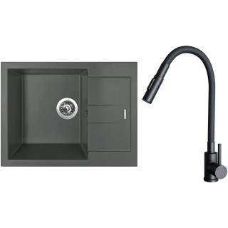 Set Sinks G26972 (dřez Amanda 650 Titanium 72 + baterie Elasta S Černá matná)