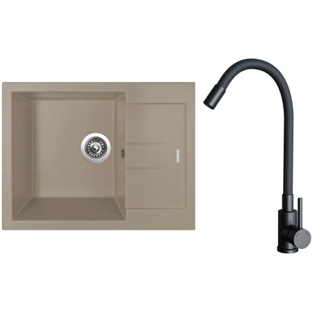 Set Sinks G26854 (dřez Amanda 650 Truffle 54 + baterie Elasta Černá matná)