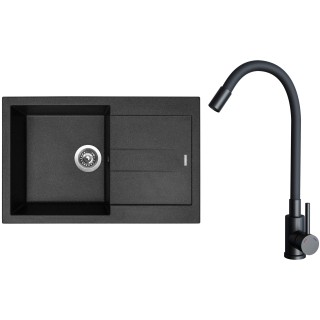 Set Sinks G27430 (dřez Amanda 780 Granblack 30 + baterie Elasta Černá matná)