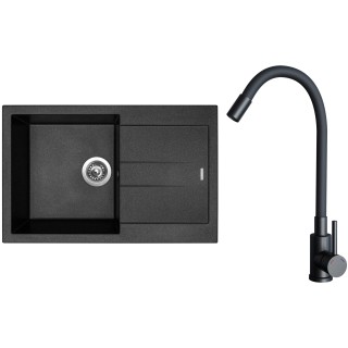 Set Sinks G27474 (dřez Amanda 780 Metalblack 74 + baterie Elasta Černá matná)