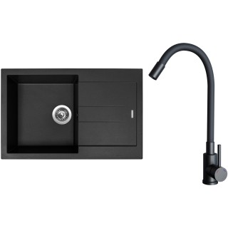 Set Sinks G27426 (dřez Amanda 780 Pureblack 26 + baterie Elasta Černá matná)