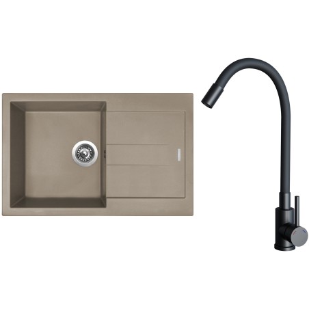 Set Sinks G27454 (dřez Amanda 780 Truffle 54 + baterie Elasta Černá matná)