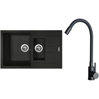 Set Sinks G27674 (dřez Amanda 780.1 Metalblack 74 + baterie Elasta Černá matná)