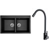 Set Sinks G34074 (dřez Amanda 860 DUO Metalblack 74 + baterie Elasta Černá matná)