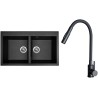 Set Sinks G34174 (dřez Amanda 860 DUO Metalblack 74 + baterie Elasta S Černá matná)