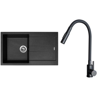 Set Sinks G27974 (dřez Amanda 860 Metalblack 74 + baterie Elasta S Černá matná)