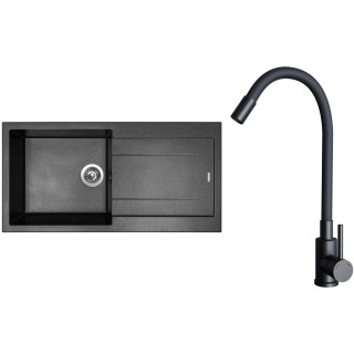 Set Sinks G28474 (dřez Amanda 990 Metalblack 74 + baterie Elasta Černá matná)