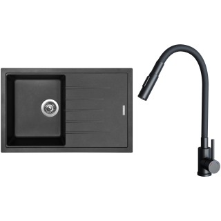 Set Sinks G29130 (dřez Best 780 Granblack 30 + baterie Elasta S Černá matná)