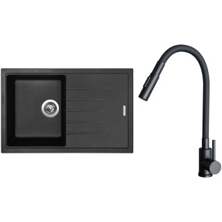 Set Sinks G29126 (dřez Best 780 Pureblack 26 + baterie Elasta S Černá matná)