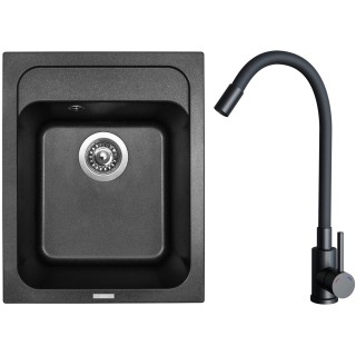 Set Sinks G29274 (dřez Classic 400 Metalblack 74 + baterie Elasta Černá matná)
