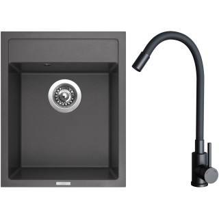 Set Sinks G29226 (dřez Classic 400 Pureblack 26 + baterie Elasta Černá matná)