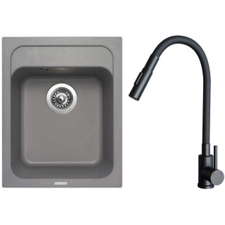 Set Sinks G29372 (dřez Classic 400 Titanium 72 + baterie Elasta S Černá matná)