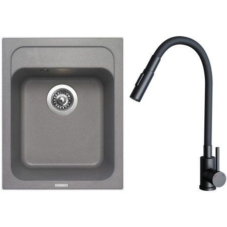Set Sinks G29372 (dřez Classic 400 Titanium 72 + baterie Elasta S Černá matná)