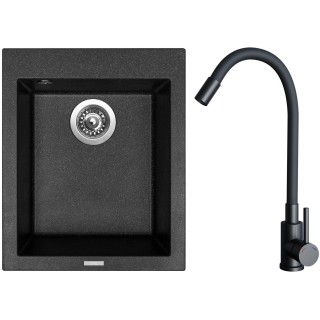 Set Sinks G29830 (dřez Cube 410 Granblack 30 + baterie Elasta Černá matná)