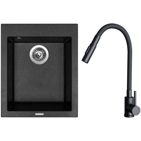Set Sinks G29930 (dřez Cube 410 Granblack 30 + baterie Elasta S Černá matná)