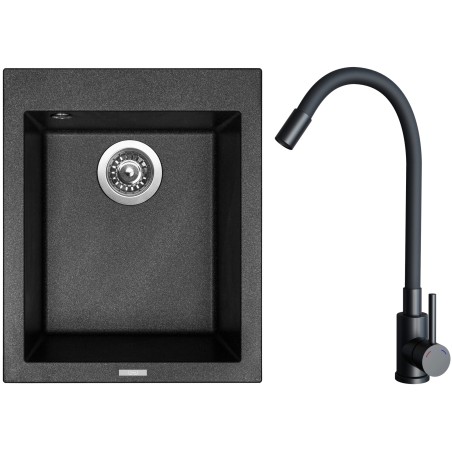 Set Sinks G29874 (dřez Cube 410 Metalblack 74 + baterie Elasta Černá matná)