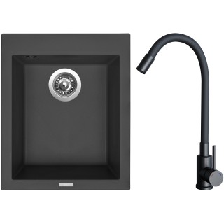 Set Sinks G29826 (dřez Cube 410 Pureblack 26 + baterie Elasta Černá matná)