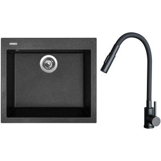Set Sinks G30930 (dřez Cube 560 Granblack 30 + baterie Elasta S Černá matná)