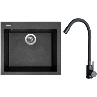 Set Sinks G30874 (dřez Cube 560 Metalblack 74 + baterie Elasta Černá matná)