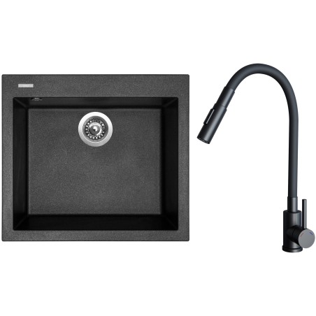 Set Sinks G30974 (dřez Cube 560 Metalblack 74 + baterie Elasta S Černá matná)