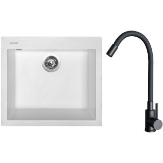 Set Sinks G30828 (dřez Cube 560 Milk 28 + baterie Elasta Černá matná)