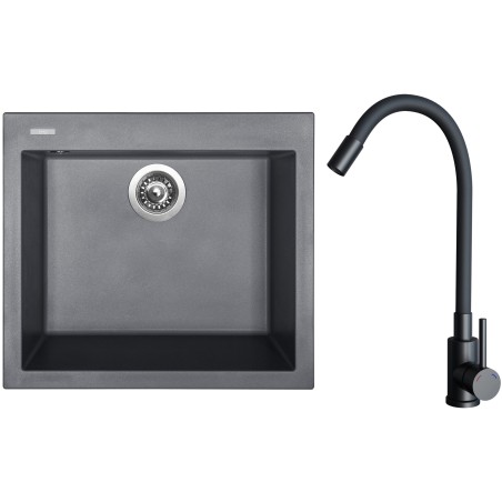 Set Sinks G30872 (dřez Cube 560 Titanium 72 + baterie Elasta Černá matná)