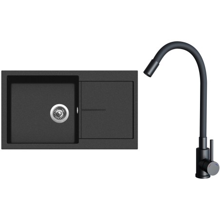 Set Sinks G32074 (dřez Infinity 860 Metalblack 74 + baterie Elasta Černá matná)