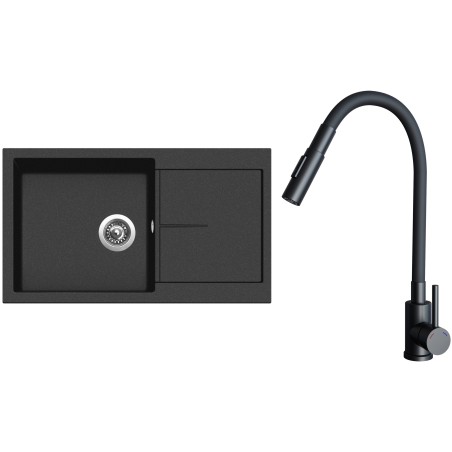 Set Sinks G32174 (dřez Infinity 860 Metalblack 74 + baterie Elasta S Černá matná)