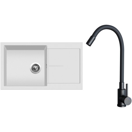Set Sinks G32028 (dřez Infinity 860 Milk 28 + baterie Elasta Černá matná)