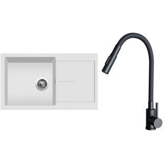 Set Sinks G32128 (dřez Infinity 860 Milk 28 + baterie Elasta S Černá matná)