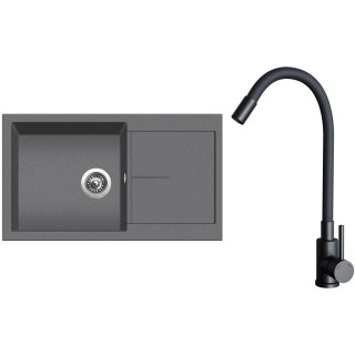 Set Sinks G32072 (dřez Infinity 860 Titanium 72 + baterie Elasta Černá matná)