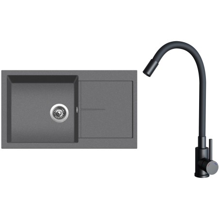 Set Sinks G32072 (dřez Infinity 860 Titanium 72 + baterie Elasta Černá matná)