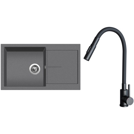 Set Sinks G32172 (dřez Infinity 860 Titanium 72 + baterie Elasta S Černá matná)