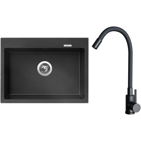 Set Sinks G32674 (dřez Maximo 680 Metalblack 74 + baterie Elasta Černá matná)