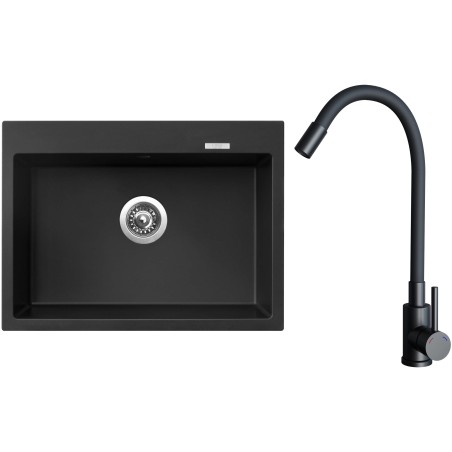Set Sinks G32626 (dřez Maximo 680 Pureblack 26 + baterie Elasta Černá matná)