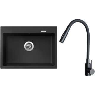 Set Sinks G32726 (dřez Maximo 680 Pureblack 26 + baterie Elasta S Černá matná)