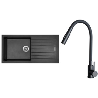Set Sinks G33174 (dřez Perfecto 1000 Metalblack 74 + baterie Elasta S Černá matná)