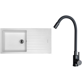 Set Sinks G33028 (dřez Perfecto 1000 Milk 28 + baterie Elasta Černá matná)