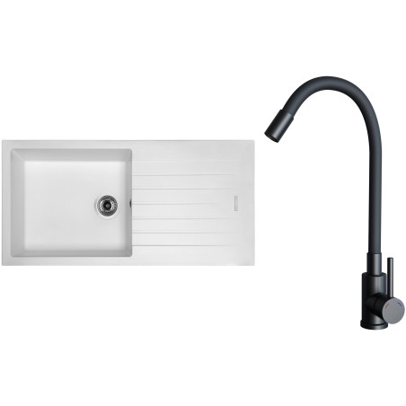 Set Sinks G33028 (dřez Perfecto 1000 Milk 28 + baterie Elasta Černá matná)