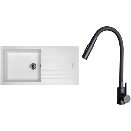 Set Sinks G33128 (dřez Perfecto 1000 Milk 28 + baterie Elasta S Černá matná)