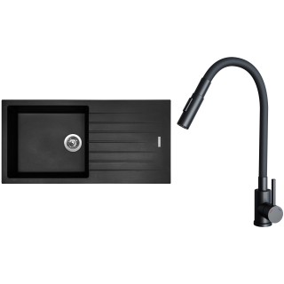 Set Sinks G33126 (dřez Perfecto 1000 Pureblack 26 + baterie Elasta S Černá matná)
