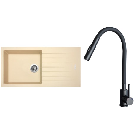 Set Sinks G33150 (dřez Perfecto 1000 Sahara 50 + baterie Elasta S Černá matná)