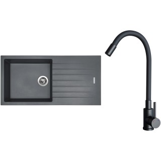 Set Sinks G33072 (dřez Perfecto 1000 Titanium 72 + baterie Elasta Černá matná)