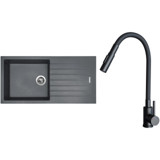 Set Sinks G33172 (dřez Perfecto 1000 Titanium 72 + baterie Elasta S Černá matná)
