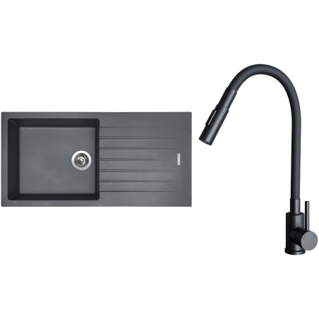 Set Sinks G33172 (dřez Perfecto 1000 Titanium 72 + baterie Elasta S Černá matná)