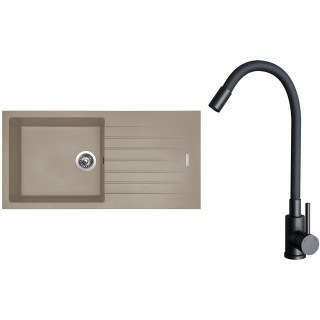 Set Sinks G33054 (dřez Perfecto 1000 Truffle 54 + baterie Elasta Černá matná)
