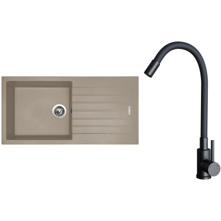 Set Sinks G33054 (dřez Perfecto 1000 Truffle 54 + baterie Elasta Černá matná)