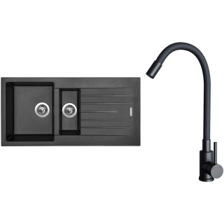 Set Sinks G33274 (dřez Perfecto 1000.1 Metalblack 74 + baterie Elasta Černá matná)